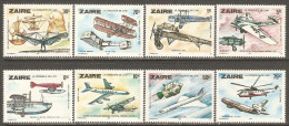 Zaire 1978 Mi# 580-587 ** MNH - History Of Aviation / Airplanes / Leonardo Da Vinci / Space - Neufs