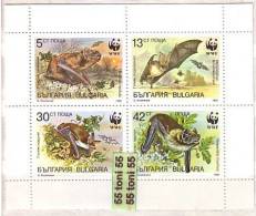 Bulgaria / Bulgarie 1989 Bats - W.W.F. M/S + 4 Stamps –MNH - Chauve-souris