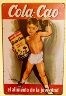 Plaque Métallique Publicitaire Décorative - CHOCOLAT COLA-CAO - KIDS BOXING - Placas En Aluminio (desde 1961)