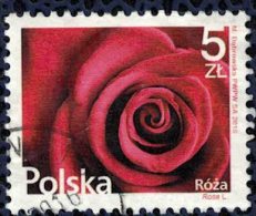 Pologne 2015 Oblitéré Rond Used Fleurs Flowers Rose Rouge - Gebraucht