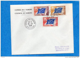 MARCOPHILIE Lettre Conseil De L'Europe Cad Strasbourg1958-sur 3 Tp S N°17-18+20-a Voyagé - Lettres & Documents