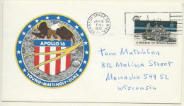 VERINIGTE STAATEN ETATS UNIS USA 1971 SPace AChievement, Moon 8c ON COVER APOLLO 16  SC 1435 YV 931 MI 1046 SG 1437 - 1961-80