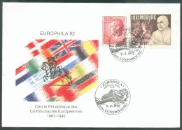 EUROPHILA 1992 - Enveloppe Illsutrée (cheval) Obl. Sc EUROPHILA Cercle Phil. CE. 9-5-1992 LUXEMBOURG - 10989 - FDC
