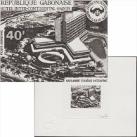 Gabon 1972 Y&T PA 127. Épreuve D´artiste. Hôtel Intercontinental Gabon, à Libreville, Piscine. Logo, Taureau Ou Vachette - Hotel- & Gaststättengewerbe