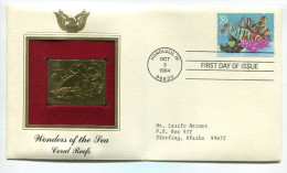 C Great Americans "" Wonders Of The Sea - Coral Reefs """ Gold Stamp Replica 1964 FDC/bu/UNC - Autres & Non Classés