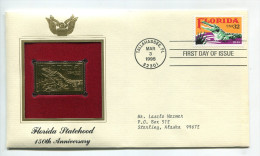 C Great Americans "" Florida Statehood - 150th Anniversary """ Gold Stamp Replica 1964 FDC/bu/UNC - Other & Unclassified
