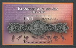 ISLANDE 2006 Bloc N° 42 ( 1068 ) Oblitéré Used Superbe Cote 8 € Sports Lutte Ceinture Grettir Roi De La Glima - Usados