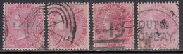 British East India Used 1868, Eight Annas X 4 Shades Variety, Elephant Wartermark - 1858-79 Kolonie Van De Kroon