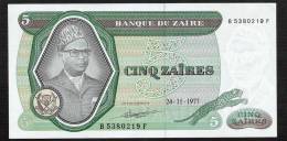 ZAIRE  P21b   5   ZAIRES    24.11.1977  #B--F      UNC. - Zaire