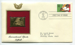 C Great Americans "" Recreational Sports - Softball """ Gold Stamp Replica 1964 FDC/bu/UNC - Sonstige & Ohne Zuordnung