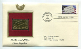 C Great Americans "" POW & MIA - Never Forgotten """ Gold Stamp Replica 1964 FDC/bu/UNC - Other & Unclassified