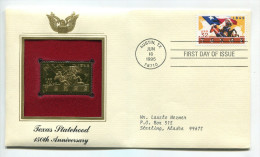 C Great Americans "" Texas Statehood - 150th Anniversary """ Gold Stamp Replica 1964 FDC/bu/UNC - Otros & Sin Clasificación