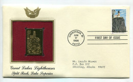 C Great Americans "" Great Lakes Lighthouses - Split Rock - Lake Superior """ Gold Stamp Replica 1964 FDC/bu/UNC - Other & Unclassified