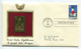 C Great Americans "" Great Lakes Lighthouses - St Joseph - Lake Michigan """ Gold Stamp Replica 1964 FDC/bu/UNC - Other & Unclassified