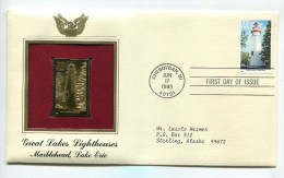 C Great Americans "" Great Lakes Lighthouses - Marblehead - Lake Erie """ Gold Stamp Replica 1964 FDC/bu/UNC - Other & Unclassified