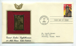 C Great Americans "" Great Lakes Lighthouses - 30 Mile Point - Lake Ontario """ Gold Stamp Replica 1964 FDC/bu/UNC - Other & Unclassified