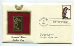 C Great Americans "" Carousel Horses - Indian Pony """ Gold Stamp Replica 1964 FDC/bu/UNC - Other & Unclassified