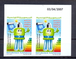 Tunisia/Tunisie  2007 -  Pair Of Imperforated Stamps - National Energy Saving Program - Tunisia (1956-...)