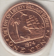 @Y@  Liberia  1 Cent  1974   (2993)  OLIFANT / SALINGSHIP  Uit Proofset - Liberia