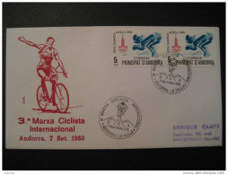 ANDORRA LA VELLA 1980 Tercera Marcha Ciclista Int Cycling Cyclisme Cyclist SCA Cancel Sobre Cover Andorre - Covers & Documents