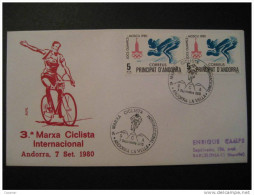 ANDORRA LA VELLA 1980 Tercera Marcha Ciclista Int Cycling Cyclisme Cyclist SCA Cancel Sobre Cover Andorre - Lettres & Documents