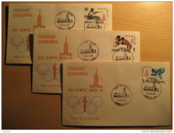 ANDORRA 1980 Tiro Shot Tir Couche Olympic Moscou Russia Boxing Boxe Boxeo Cycling Cyclisme Ciclismo Set3 Fdc Spd ANDORRE - Covers & Documents