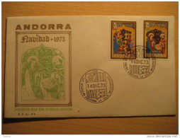 ANDORRA 1973 Meritxell Christmas Religion Art Romanico Romanic Romanique Fdc Spd ANDORRE - Brieven En Documenten