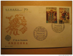 ANDORRA LA VELLA 1975 Europa Europeismo Pintura Romanico Paint Arte Art Europeism SPD FDC Sobre Cover Andorre - Brieven En Documenten