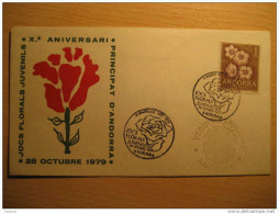 ANDORRA 1979 Jocs Florals Juvenils Literature Rosa Rose Flora Vegueria Episcopal Cancel ANDORRE - Covers & Documents