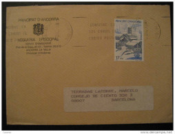 ANDORRA LA VELLA 1985 A Barcelona 17 Pta PAL Nieve Snow Romanico Romanic Romaine Sobre Cover Andorre - Storia Postale