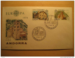 ANDORRA LA VELLA 1978 Europa Europeismo Casa De La Vall Sant Joan De Caselles SPD FDC Sobre Cover Andorre - Covers & Documents