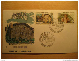 ANDORRA LA VELLA 1978 Europa Europeismo Casa De La Vall Sant Joan De Caselles SPD FDC Sobre Cover  Andorre - Covers & Documents