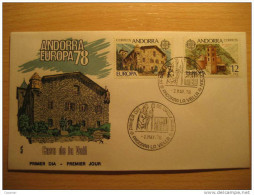 ANDORRA LA VELLA 1978 Europa Europeismo Casa De La Vall Sant Joan De Caselles SPD FDC Sobre Cover  Andorre - Lettres & Documents