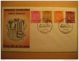 ANDORRA LA VELLA 1982 Serie Basica Definitive 7 Stamps Sellos 2 SPD FDC Sobre Cover Andorre - Cartas & Documentos