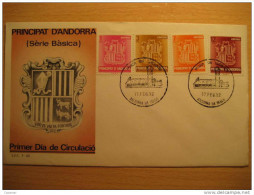 ANDORRA LA VELLA 1982 Serie Basica Definitive 7 Stamps Sellos 2 SPD FDC Sobre Cover Andorre - Lettres & Documents