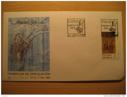 ANDORRA LA VELLA 1995 Navidad Christmas Campana Bell Retablo Romanico Sant Marc Sta Maria D'Encamp SPD FDC Cover Andorre - Lettres & Documents