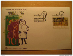 ANDORRA LA VELLA 1996 Nadal Navidad Christmas Retablo Romanico Sta Eulalia D'Encamp SPD FDC Sobre Cover Andorre - Covers & Documents