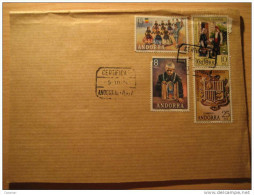 ANDORRA La Vella 1979 4 Sellos Fragmento Sobre Cover Certificado Registered Andorre - Storia Postale