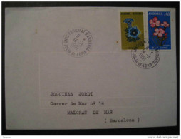 ANDORRA SANT JULIA DE LORIA 1981 A Malgrat De Mar Flora 2 Sellos Stamps Sobre Cover Andorre - Cartas & Documentos