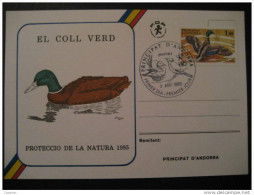 ANDORRA 1985 Proteccion Naturaleza Cadernera Coll Verd Pajaro Bird Pato Oca Oie 2 Maxima Maxi Card Maximum Card Andorra - Maximum Cards