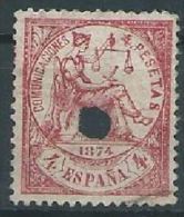 ESPAGNE SPANIEN SPAIN ESPAÑA 1874 I REPÚBLICA ALEGORÍA 4 PTAS WITH HOLE CON TALADRO ED 151 MI 143 SG 225 SC 209 YV 152 - Usati