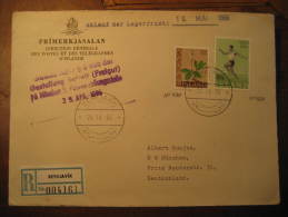 REYKJAVIK 1966 To Munchen Germany Athletics Olympic Games Olympics Flora 2 Stamp On Registered Cover Iceland Island - Covers & Documents