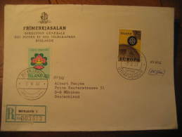 REYKJAVIK 1966 To Munchen Germany Europa Europe 2 Stamp On Registered Cover Iceland Island - Briefe U. Dokumente
