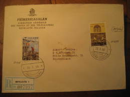 REYKJAVIK 1966 To Munchen Germany Ship Fish Fishing Library 2 Stamp On Registered Cover Iceland Island - Briefe U. Dokumente