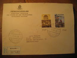 REYKJAVIK 1966 To Munchen Germany Ship Fish Fishing Library 2 Stamp On Registered Cover Iceland Island - Lettres & Documents