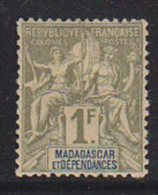 Madagascar Peace & Commerce 1Fr Issue With Name In Blue Letters. Scott 46a. MH. - Neufs