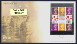 2015 ROYAL MAIL "CENTENARY OF WORLD WAR I" FDC (WINCHESTER) - 2011-2020 Ediciones Decimales