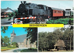 Beekbergen: Kerk, Schaapskooi En STOOM-LOCOMOTIEF, TREIN, SPOORWEG-OVERGANG  -   Gelderland / Nederland-Holland - Apeldoorn