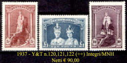 Australia-098 - 1937 - Y&T N.120,121,122 (++) MNH, Privi Di Difetti Occulti. - Nuovi