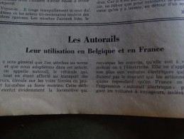 Article Dans "touring Club De Belgique"(01/10/1938) Les Autorails - Leur Utilisation En France Et En Belgique - Spoorweg